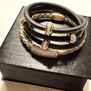 Pair Liza Schwartz  Leather Wrap Bracelets